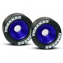 ROUES ALU ANODISEES BLEU POUR BARRE WHEELIE BAR (2)